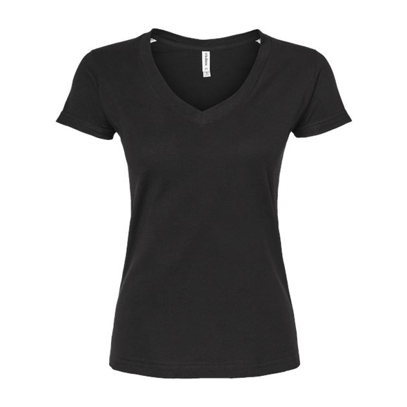 Tultex | Camiseta ajustada de jersey fino con cuello de pico para mujer