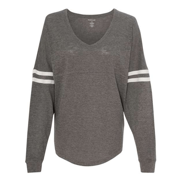 Boxercraft | Women’s Slub Jersey Varsitee V-Neck Long Sleeve T-Shirt Boxercraft | Women’s Slub Jersey Varsitee V-Neck Long Sleeve T-Shirt