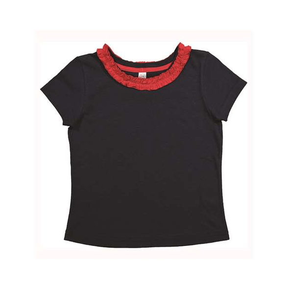 Rabbit Skins | Camiseta de jersey fino con cuello de volantes para niñas pequeñas Rabbit Skins | Camiseta de jersey fino con cuello de volantes para niñas pequeñas