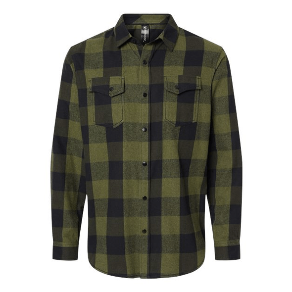 Burnside | Camisa de franela a cuadros de manga larga con broche frontal Burnside | Camisa de franela a cuadros de manga larga con broche frontal