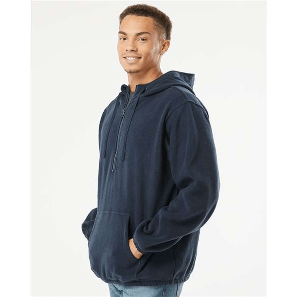 Burnside | Polar Fleece Quarter-Zip Scuba Hooded Pullover Printing