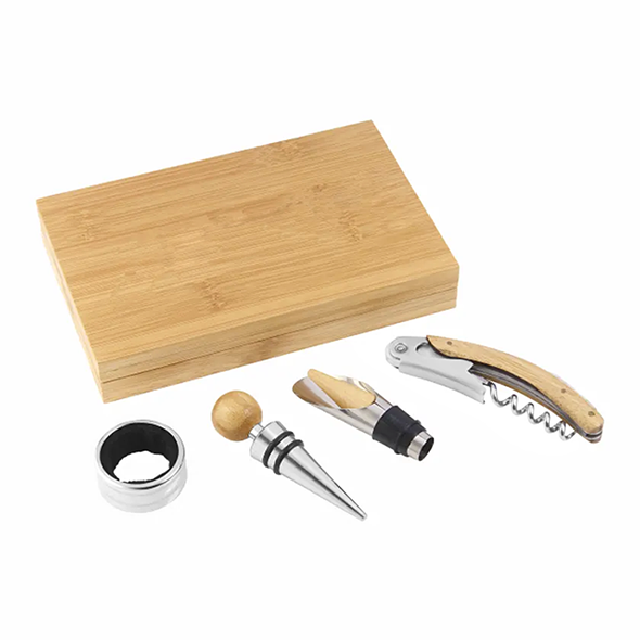 4 Piece Bamboo Wine Gift Set 4 Piece Bamboo Wine Gift Set