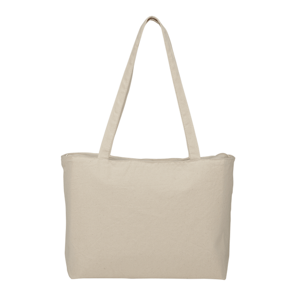 Zippered 12oz Cotton Canvas Shopper Tote Zippered 12oz Cotton Canvas Shopper Tote
