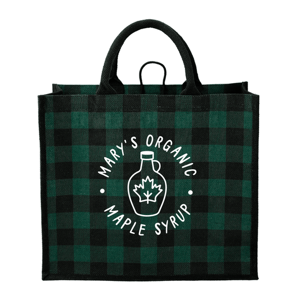 Buffalo Plaid Printed Jute Tote Buffalo Plaid Printed Jute Tote