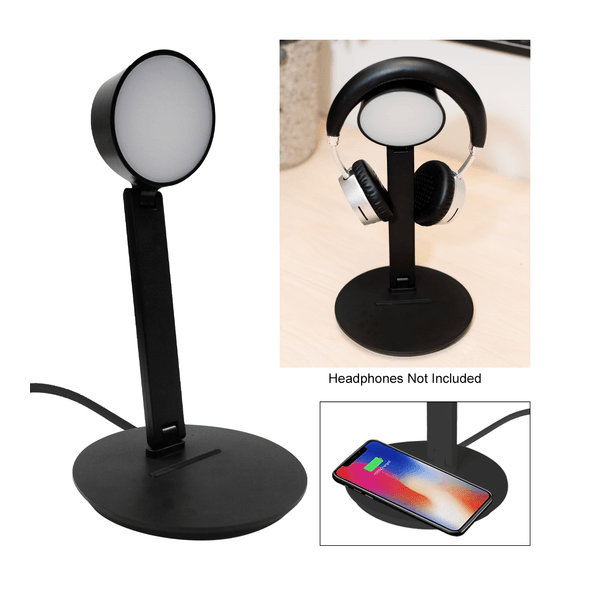 Cargador con luz inalámbrico y soporte para auriculares Hit Vanity Cargador con luz inalámbrico y soporte para auriculares Hit Vanity