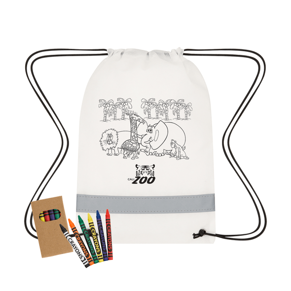 Bolsa con cordones reflectante colorida con crayones Hit Lil' Bit Bolsa con cordones reflectante colorida con crayones Hit Lil' Bit